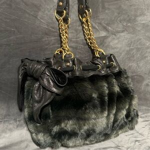Juicy Couture Shimmering Leather Faux Fur Daydreamer Bag